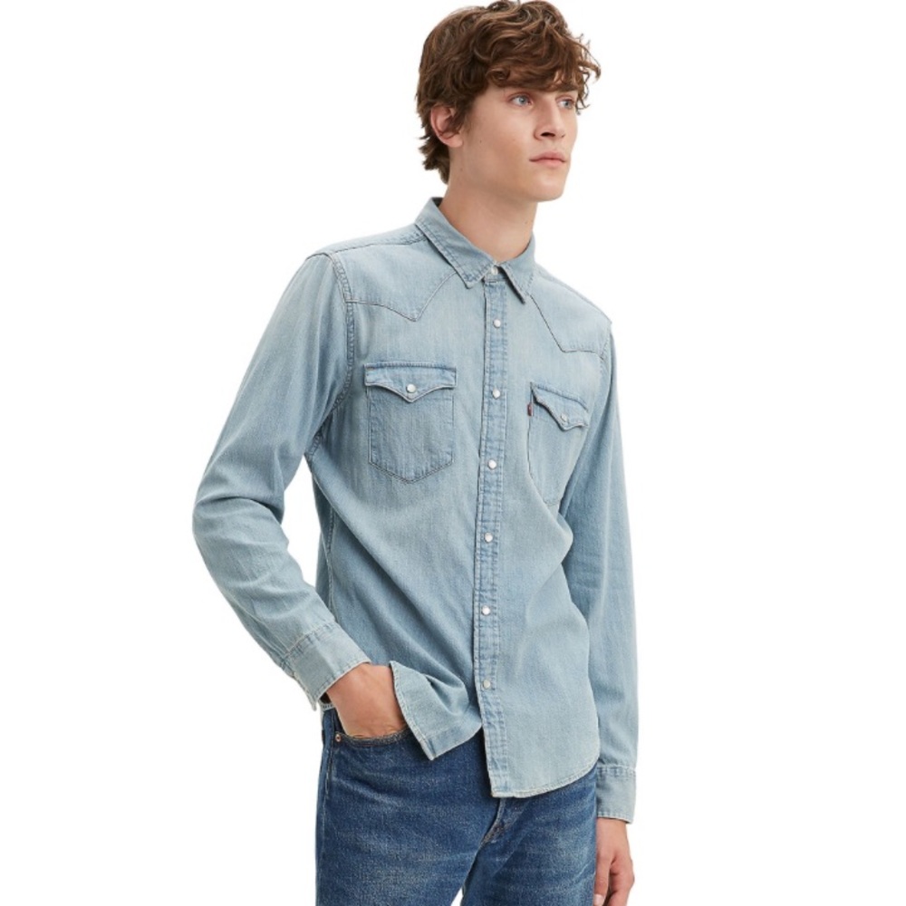 Men's Barstow Cotton Twill Classic Fit Long Sleeve Western Shirt Large